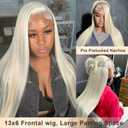 13x6 Lace Front Wig Human Hair 28 Inch 180% Density Platinum Blonde Human Hair Lace Frontal Wigs for Black Women Pre Plucked Silver Blonde Virgin Hair Wear and Go Glueless Wigs for Black Girls