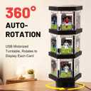3-Tier Rotating Card Display Stand for PSA Graded Slabs (Card not included) | Wood Trading Card Display Case Holder for 18 Slabs, Motorized 360 Sports Card Display for BGS CGC Slabs, Baseball Card Stand
