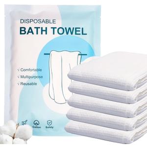 Disposable Bath Towels 5 PCS Large Portable Bath Towels for Travel,55 x 27.5 inch Soft Big Body Towel,Washcloth for Hiking Camping Hotel Bathroom, Individually Packed
