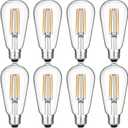 Gozelux Vintage LED Edison Bulbs, 6W, Equivalent 60W, Dimmable, Warm White 2700K, ST58 Antique LED Filament Bulbs with 90+ CRI, E26 Medium Base, Clear Glass, 8 Count (Pack of 1)