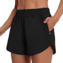 CAMPSNAIL Running Shorts for Women - 3" Athletic High Waist Quick Dry with Liner Zipper Pockets for Workout Gym (Black, M)