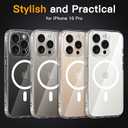 COOLQO Magnetic for iPhone 16 Pro Case, Compatible with MagSafe, 15 FT Military Grade Drop Protection, Scratch-Resistant Back Non-Yellowing Protective Shockproof Slim Phone Bumper Case, Clear