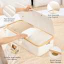 StorageWorks Underbed Storage Containers with Lids, 2-Pack 7" Low Profile Under Bed Storage Box with Bamboo Frame for Clothes, Bedding, Blankets and Shoes, 42L Sturdy Fabric Organizer, Beige