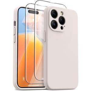OTOFLY Designed for iPhone 14 Pro Max Case, Liquid Silicone Case with 2 Pack Tempered Glass Screen Protector, Upgraded Camera Protection, Anti-Scratch Soft Microfiber Lining, 6.7 inch