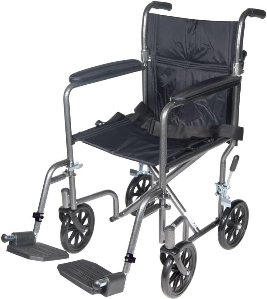 Drive Lightweight Steel 17" Transport Wheelchair with Swing Away Footrests & Detachable Deskarms