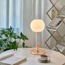 Modern Milk White Glass Table Lamp Bedside Nightstand Lamp Metal Desk Light with Plug Cord Switch for Bedroom Living Room Dining Room