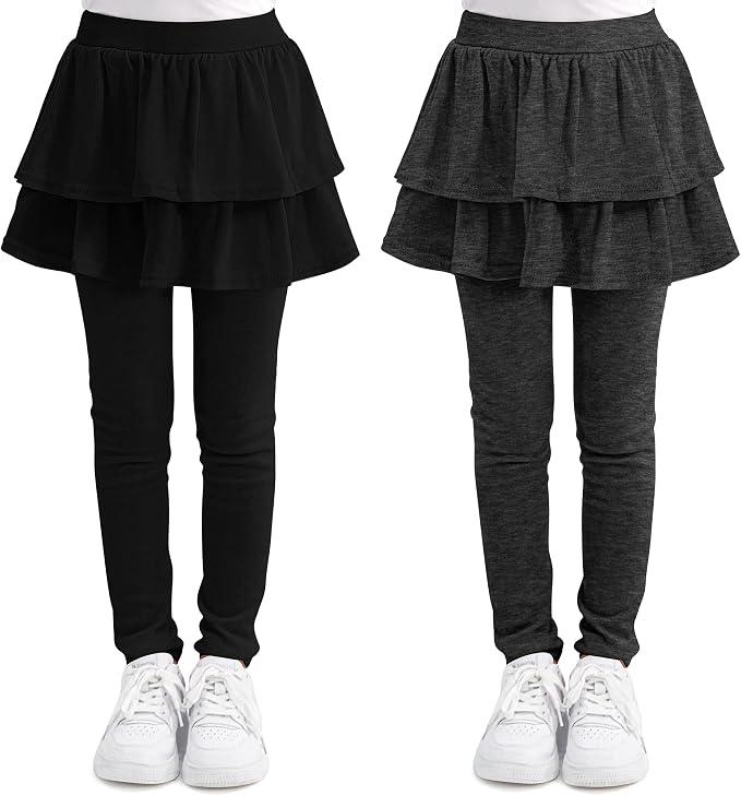 Cooraby 1/2/3 Pack Girls Leggings Toddler Girl Pants School Uniform Pants Warm Stretchy Skirt Leggings for Girls 6-7Y  Years