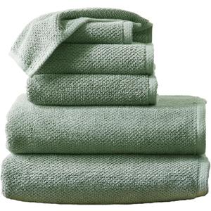 Green Bath Towels - 100% Cotton 6 Piece Towel Set - 2 Bath Towels, 2 Hand Towels, 2 Washcloths - Absorbent, Quick-Drying, Durable Towels for Bathroom Decor - Low-Twist, Two-Ply Fibers (Eucalyptus)