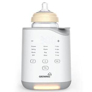 Grownsy Bottle Warmer for Night Feeding, Fast Baby Bottle Warmer for Breastmilk, Smart Temperature Control, with Timer, Thaw, Food Heater, Night Light, Calentador De Biberones for All Bottles (Gray)