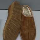 POLAR Womens Faux Suede Shearling Lined Slippers - Warm Memory Foam Indoor Outdoor Slip-On House Shoes with Aztec Trim - Non-Slip Sole for Winter Cosy Comfort (7, Chestnut)