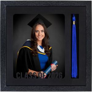 GMFrames Graduation Picture Frame with Tassel Holder Class of 2026 & 2025 Shadow Box Photo Frame for 8x10 Pictures Graduation Party Gift and Keepsake Black
