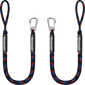 4FT Bungee Dock Line 2-Pack, Marine Grade 316 Stainless Steel Clips, Heavy Duty Boat Mooring Rope with Foam Floats, Shock Absorbing Lines for Boats, Jet Ski, Pontoon, Kayak Accessories