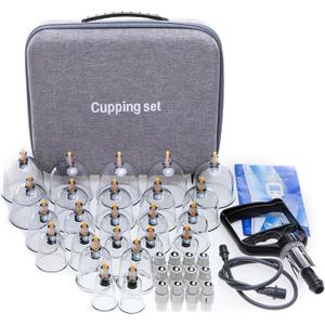 24 Cupping Set Massage Therapy Cups, Cupping kit for Massage Therapy, Professional Cupping Therapy Set with Hand Pumps, Suction Hijama Cups with Portable Case, for Cellulite Reduction, Pain Relief