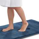 Genteele Memory Foam Bath Mat Non Slip Absorbent Super Cozy Velvet Bathroom Rug Carpet (20 inches X 32 inches, Navy)