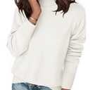 Zeagoo Women's Turtleneck Sweater Long Sleeve Spilt Hem Casual Knit Pullover Chunky Fall Winter Jumper Top 2026 White XL