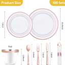 700 Piece Rose Gold Plastic Dinnerware Set for 100 Guests
