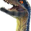 Gemini&Genius Velociraptor Dinosaur Hand Puppets Large Soft Rubber Realistic Dinosaur Action Figure Funny & Scared Dino Head Hand Puppets Home, Stage and Class Role Play Toy for Kids (Green)