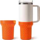 Silicone Boot for Stanley Cup 30 oz, Red Tall Rubber Cup Bottom Protector Sleeve for Stanley Quencher H2.0 FlowState Tumbler 30oz & Adventure Quencher Tumbler (30 oz & 20 oz, Orange)