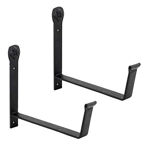 Achla Designs SFB-02 Wall-Mount, 8 inch Flower Window Box Planter Brackets, 8-inch, Black