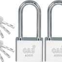 PATIKIL Keyed Padlock 40mm (1-9/16"), 2 Pcs Keyed Different Locks Stainless Steel Pin Tumbler Padlocks Long Shackle with Key for Indoor Outdoor Doors, Silver