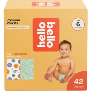 Hello Bello Premium Diapers Size 6, Celestial Cuties & Daring Doodlers Designs, 42ct Club Box