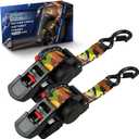ANLULOAD 2 Packs Retractable Ratchet Straps (1.5in x 12.3ft),Cargo Strap Tie Downs for Trunk, Garage Motorcycles, Atvs,Trailers-WLL1,102LbS,BS:2,204LbsCamouflage Colour
