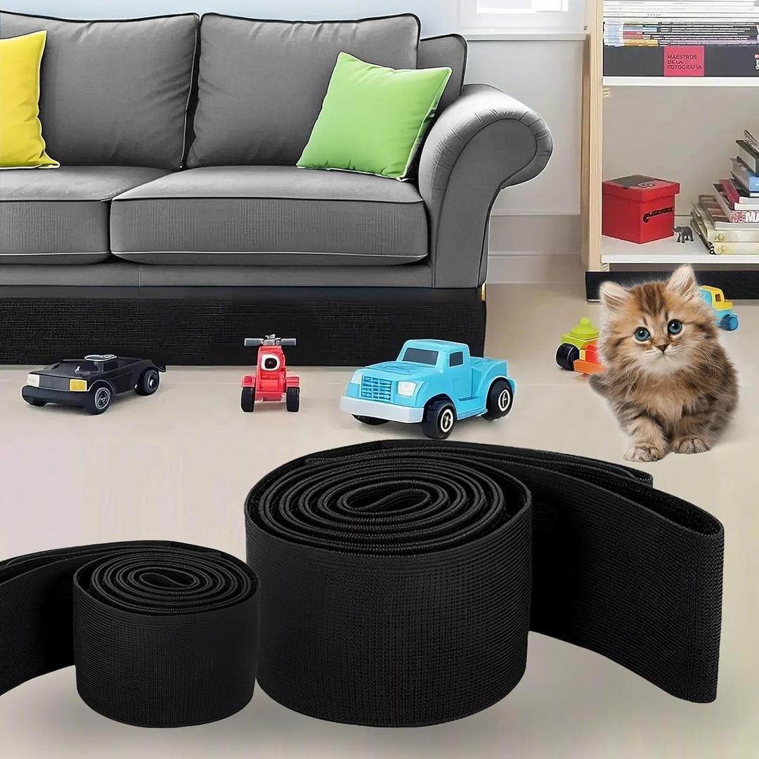 Under Couch Blocker for Kid and Pet Toys, Toy Blocker for Under Bed and Under CouchEasy to Install Stop Things from Going Under Sofa Bed and Other Furniture 5in x 132in (Black, Couch Tall (5 * 132)