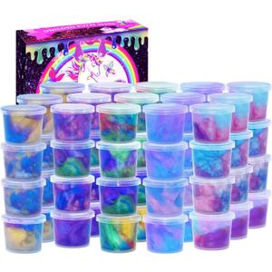 48 Packs Galaxy Putty Slime, Party Favor for Kids Girls & Boys, Adults, Non Sticky, Stress & Anxiety Relief, Wet, Super Soft Sludge Toy,Easter Basket Stuffers