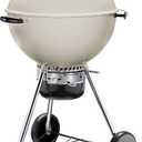 Weber Master-Touch Charcoal Grill, 22-Inch, Ivory Premium Outdoor BBQ Grill with Tuck-Away Lid Holder & OneTouch Cleaning System, PorcelainEnameled Kettle
