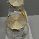 2 PACK Glass Pitcher with Lid, 68 oz/ 2 Liter Classic Vertical Stripes Water Pitcher with Yellow Handle,Glass Water Carafe for Cold Brew, Coffee, Lemonade, Iced Sun Tea,Beverage,Heat Resistant (Clear)