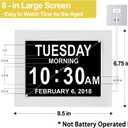 2026 Digital Calendar Alarm Day Clock with 8" Large Screen Display, AM PM, Multiple Alarms, for Impaired Vision People, the Aged Seniors, the Dementia, for Desk, Wall Mounted, White