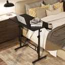 Hadulcet Small Standing Desk Adjustable Height, Mobile Stand Up Desk with Wheels, Portable Walking Pad Table Stand, Rolling Laptop Cart for Standing or Sitting, Black, Basic