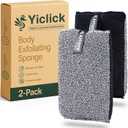 Yiclick Exfoliating Body Scrubber (2 Pack), Body Exfoliator Scrubber, Exfoliating Sponge for Shower Bath, Shower Loofah Luffa Lufa with Handle for Men Women, Dead Skin Exfoliator for Body Scrub (Black)