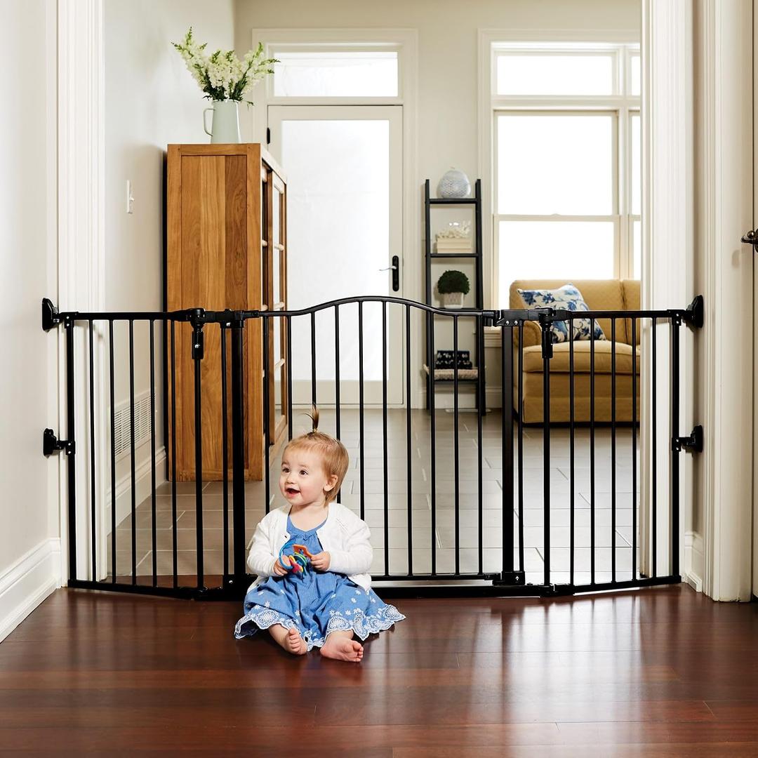 Toddleroo by North States - Deluxe Dcor Universal Fit Safety Gate: Hardware Mounted Extra Wide Metal Baby Gate with Tall Baseboard Mounts, Adjustable Child Gate; 38.3" to 72" Wide; 30" Tall; Black