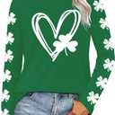 St Patricks Day Shirt Women Lucky Shamrock T-Shirt Saint Patricks Day Long Sleeves (Green, XL)