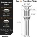 KES Bathroom Sink Drain Without Overflow Vessel Sink Lavatory Vanity Pop Up Drain Stopper Brushed Nickel Finish for 1.6"-1.9" Sink Hole, Brass and Stainless Steel, S2008D-BN