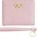 GOIACII Small Women's Wallet RFID Blocking Wristlet Girls Cute Bow Mini Purse Bifold Silm Card Holder Pink