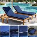 Chaise Lounge Cushion Outdoor, 80"x26"x3" Water-Resistant Navy Blue | Fade-resistant fabric, 30D thickened soft foam, long straps furniture replacement cushions, ideal for pool garden & balcony