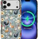 iPhone 17 Pro Max Case for MagSafe Non Slip Hard Shell Acrylic and Silicone Soft Shell Combination Phone Style 2-in-1 Vintage Farm Animal Chicken Lover Pattern