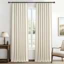 Linen Blend Cream Colored Curtains 102 Inches Long for Dining Room 2 Panels Set, Blackout Farmhouse Country Pleated Window Drapes with Back Tab Rod Pocket 8-1/2 FT Length Slider Door Curtain (50"W x 102"L (Pack of 2), Warm Cream)