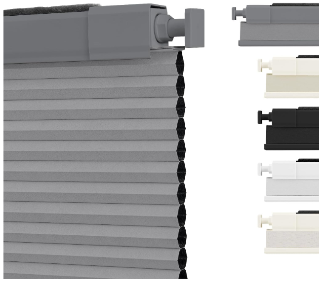 SUNOFF Cordless No Drill Blackout Cellular Shades, 21" W x 64" H, Grey