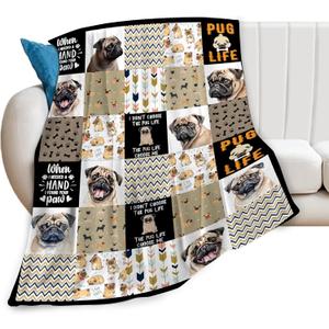 Pug Blanket Soft Cozy Dog Throw Blanket for Women Super Warm Fuzzy Fluffy Pug Dogs Lightweight Fleece Flannel Gifts Blankets for Kids Adults 50"X40"