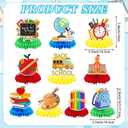 2 x 10 Pcs Back to School Decorations, First Day of School Table Toppers Honeycomb Ornaments Centerpieces, Schools Bus Pencil for Classroom Table Decoration Kids Welcome Back to Schools Party Supplies