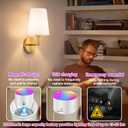 Battery Operated Wall Sconces Set of 2, 10000mAh Rechargeable Wall Lights with Remote, RGB Dimmable LED Sconce Lighting for Bedroom Living Room Hallway, No Wiring Required
