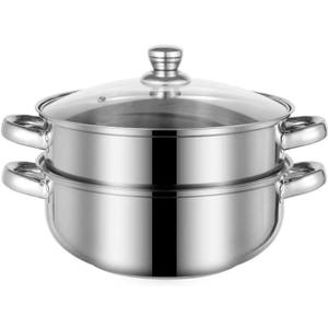 Steamer for Cooking, 3.0 Quarts Stainless Steel Steamer Pot, 2-Tier Food Steam Pots with Lid for Cooking Vegetables, Seafood, Soups, Stews and Pasta, 8.5 x 7.3 inch