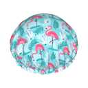 Pink Flamingos Shower Cap For Women Reusable Waterproof Double Layers Bath Cap Hair Protection Elastic Ladies Spa Salon Shower Hat