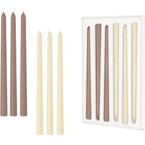 10 Inch Ivory Brown Taper Candles Set of 6 Unscented Smokeless Long Tall Tapered Candles for Candlesticks Sticks Wedding Home Decor Dinner (Cream+Tan Brown)