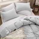 Bedsure Duvet Cover Queen Size with Fitted Sheet - 4 Pieces Prewashed Cotton-Like Polyester Extra Soft Bedding Set, Includes 1 Duvet Cover 90x90 Inches, 2 Pillow Shams, 1 Fitted Sheet, Light Grey