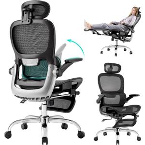 Ergonomic Ofice Chair with Adaptive BackrestSGS Class 4 Gas Clylinder and Flip-Up Armrests,Breathable Mesh, Adiustable Headres