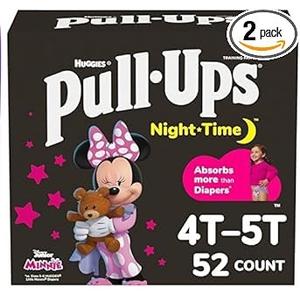  Pull-Ups Girls' Night-Time Potty Training Pants, Size 4T-5T (38-50 lbs), 52 Ct